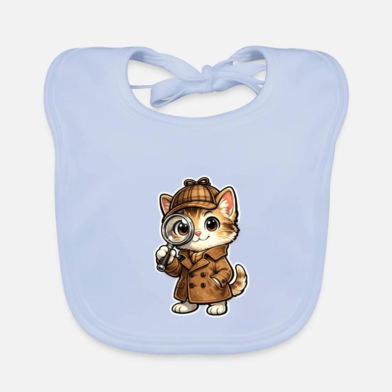 Cat detective with magnifying glass Organic Baby Bibs