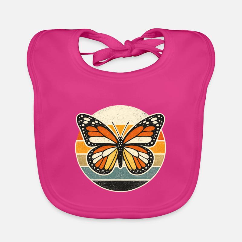 Coucher de soleil rétro papillon Bavoir bio Bébé