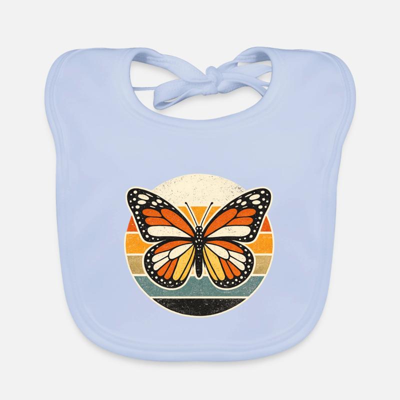Coucher de soleil rétro papillon Bavoir bio Bébé