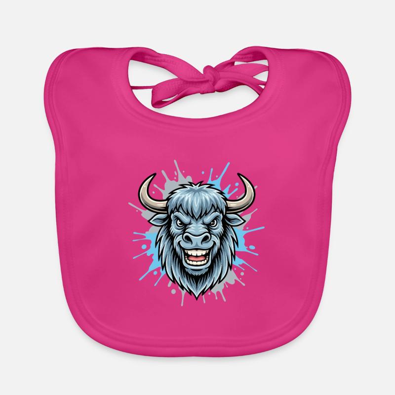 Blue Bison Head Splash Organic Baby Bibs