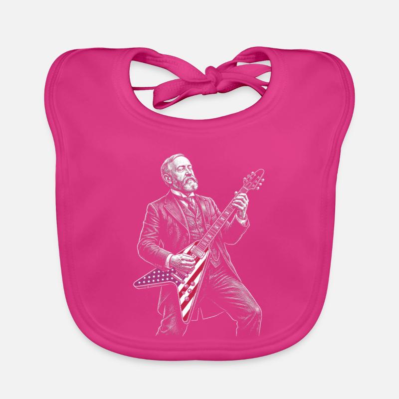 Benjamin Harrison Guitar Hero with Flag Organic Baby Bibs