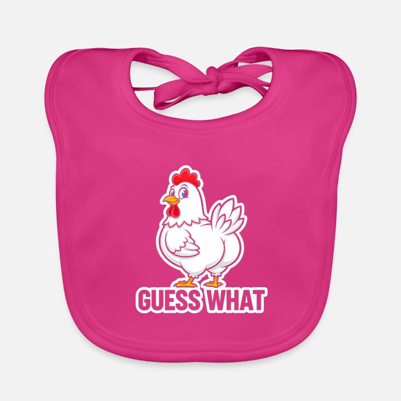 Guess What Chicken Cartoon Tee Organic Baby Bibs