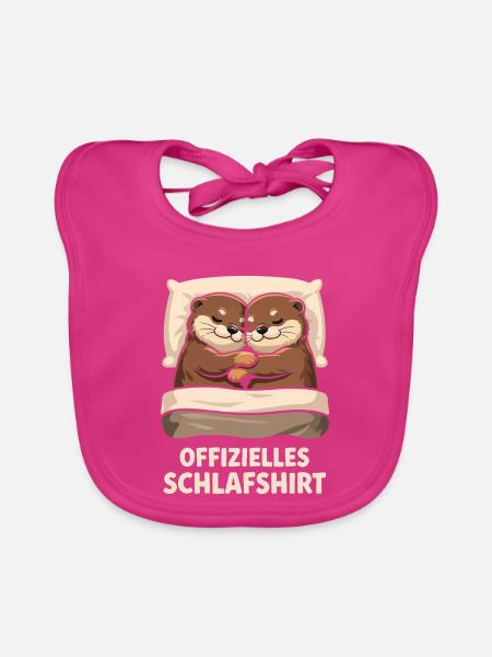 Kuschels Otterpärchen Schlafshirt - Baby Bio-Lätzchen - Fuchsia