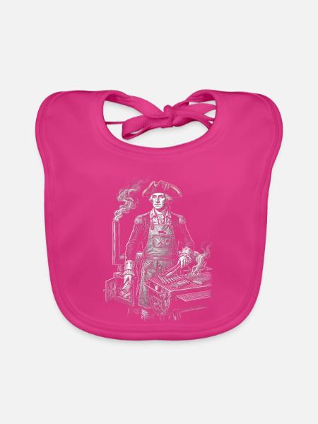 George Washington beim BBQ Grillen - Baby Bio-Lätzchen - Fuchsia - Vorne