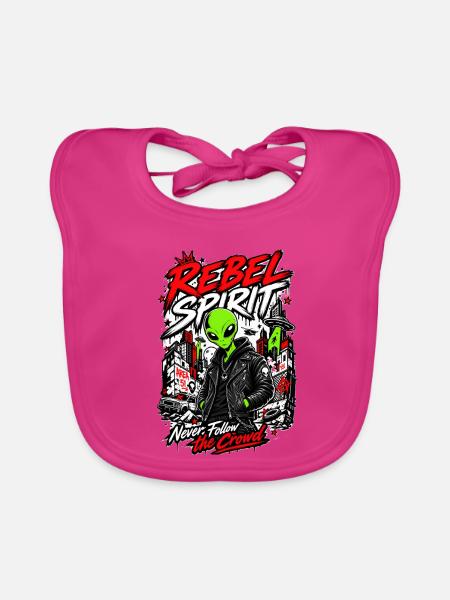 Rebellenverbündeter in Punkleder - Baby Bio-Lätzchen - Fuchsia