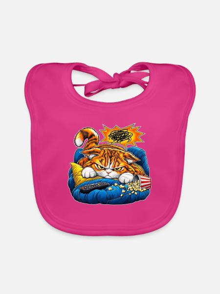 Grimmige SofaKatze - Baby Bio-Lätzchen - Fuchsia