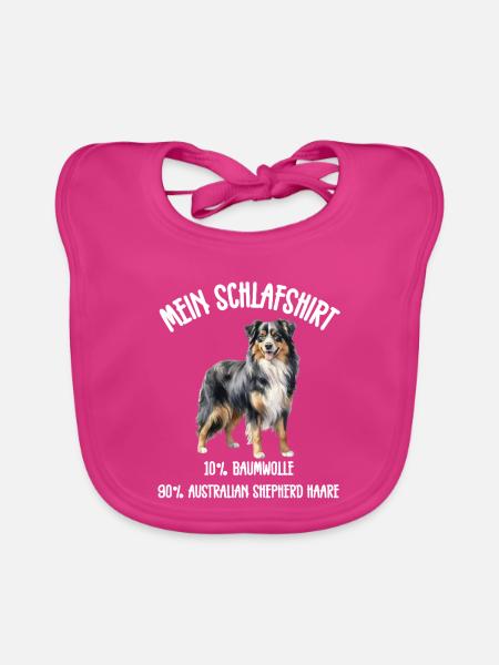 Aussie Schlafshirt Stehend - Baby Bio-Lätzchen - Fuchsia - Vorne