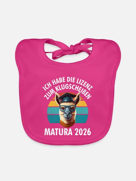 Lizenz zum Klugscheißen Matura - Baby Bio-Lätzchen - Fuchsia - Vorne