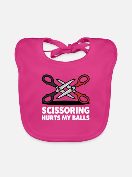 Scissoring tut meinen Eiern weh - Baby Bio-Lätzchen - Fuchsia - Vorne