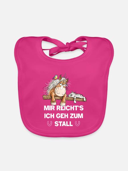 Mir reicht’s ich geh zum Stall Pferd Reiter Humor  - Baby Bio-Lätzchen - Fuchsia