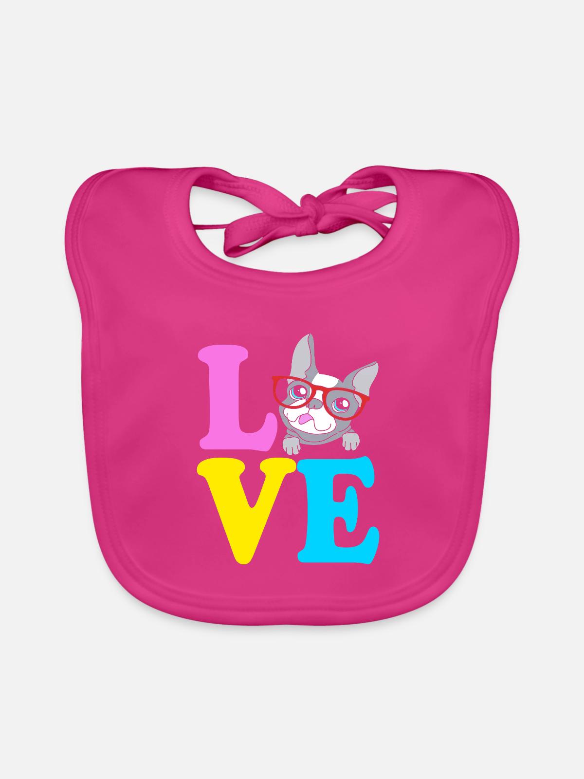 Boston Terrier - Baby Bio-Lätzchen - Fuchsia - Vorne