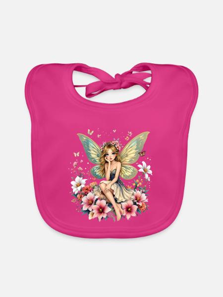  Verzauberte Fee Blumen Orchideen Fantasie Mystisc - Baby Bio-Lätzchen - Fuchsia - Vorne