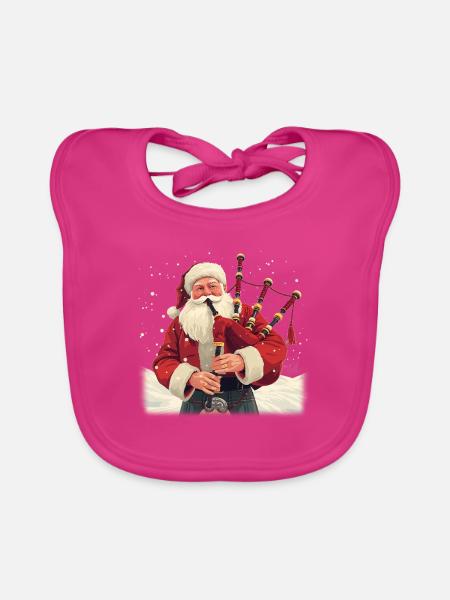 Weihnachtsmann-Dudelsack im Schnee - Baby Bio-Lätzchen - Fuchsia