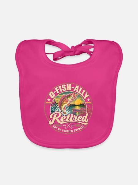 O-Fish-Ally Retired 2026 for Fisherman Fishing  - Baby Bio-Lätzchen - Fuchsia - Vorne