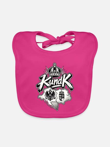 K.u.K. Doppeladler Österreich-Ungarn - Baby Bio-Lätzchen - Fuchsia - Vorne