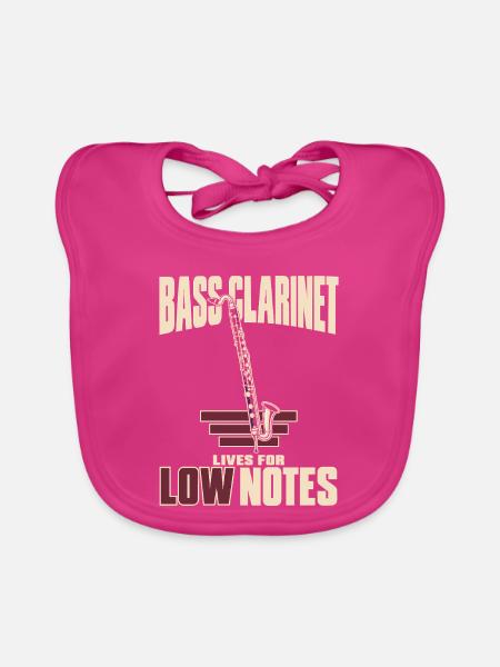 Klarinettist Bassklarinette Musiker Band Geschenk - Baby Bio-Lätzchen - Fuchsia - Vorne