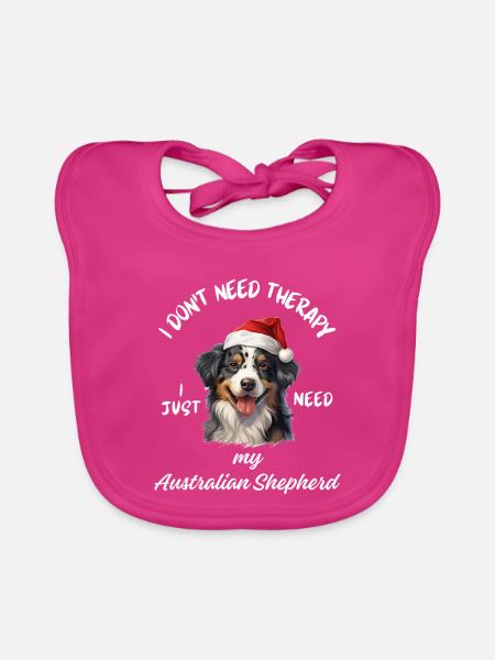 Weihnachts-Australischer Schäferhund-Weihnachtsmütze - Baby Bio-Lätzchen - Fuchsia