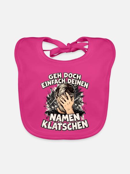 Namen Klatschen Facepalm - Baby Bio-Lätzchen - Fuchsia - Vorne