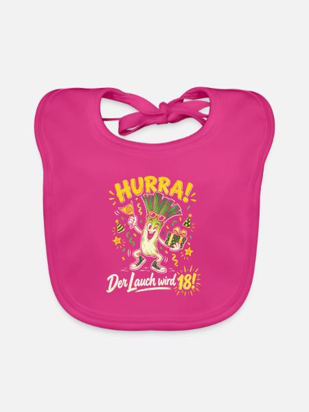 18. Geburtstag Hurra Der Lauch Wird 18 Lustig - Baby Bio-Lätzchen - Fuchsia - Vorne