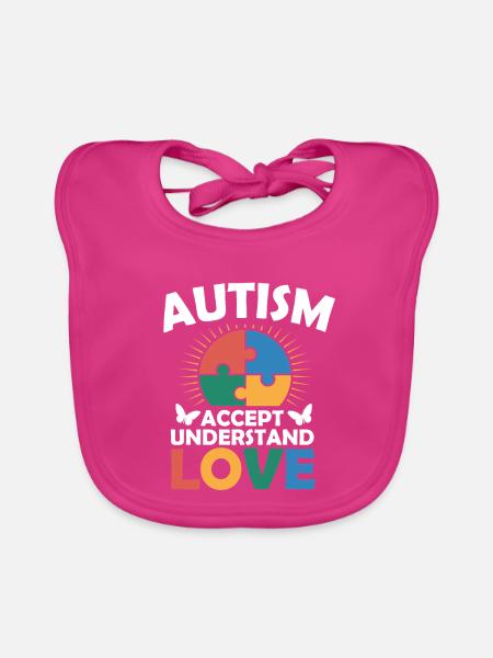 Autismus Akzeptanz Verständnis Liebe  - Baby Bio-Lätzchen - Fuchsia - Vorne