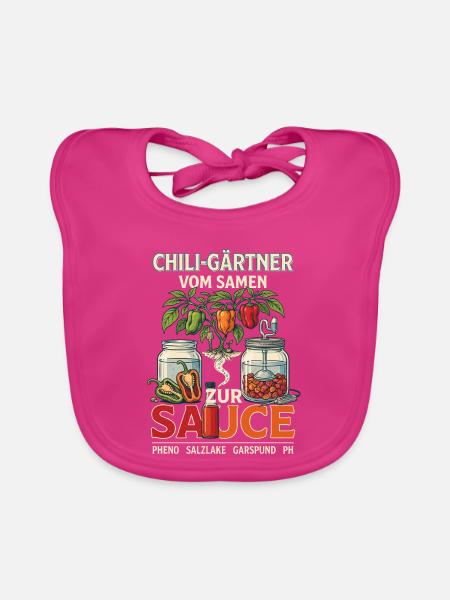 Chili-Gärtner Vom Samen Zur Sauce - Baby Bio-Lätzchen - Fuchsia - Vorne