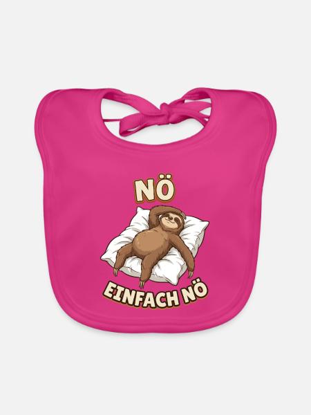 Nö Einfach Nö Faultier Lustiger Spruch - Baby Bio-Lätzchen - Fuchsia - Vorne