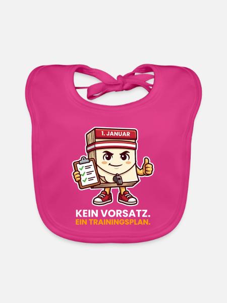 Kein Vorsatz Trainingsplan Neujahr Kalender - Baby Bio-Lätzchen - Fuchsia - Vorne