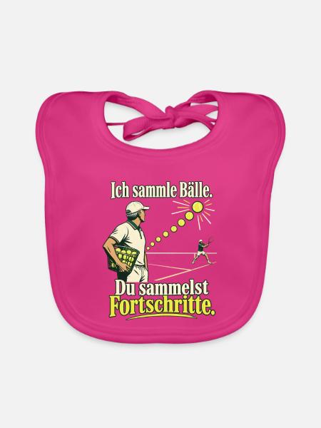 Tennistrainer Tennis Coach Bälle Sammeln - Baby Bio-Lätzchen - Fuchsia - Vorne