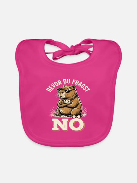 Capybara Bevor Du Fragst No Lustiger Spruch - Baby Bio-Lätzchen - Fuchsia - Vorne