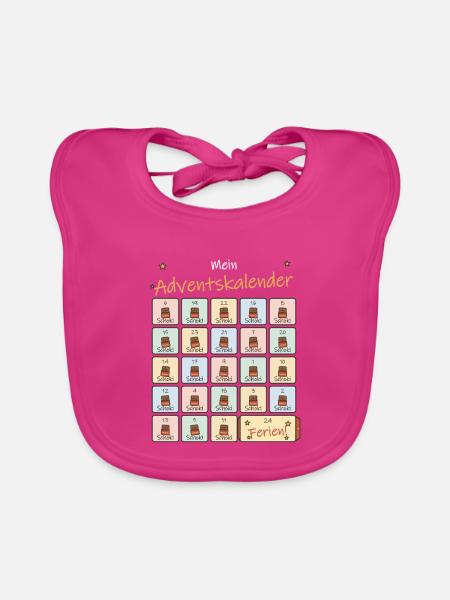 Adventskalender Schoki für Schulkinder - Baby Bio-Lätzchen - Fuchsia - Vorne