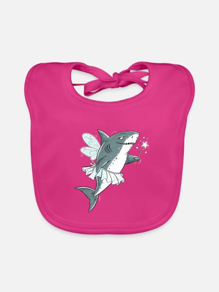 Hai Fee Zahnfee Shark Fantasy Zahnarzt Humor - Baby Bio-Lätzchen - Fuchsia - Vorne
