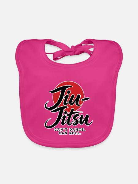 Jiu Jitsu – KANN NICHT TANZEN. KANN ROLLEN. - Baby Bio-Lätzchen - Fuchsia - Vorne