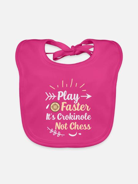 Spiel schneller – Crokinole ist kein Schach - Baby Bio-Lätzchen - Fuchsia - Vorne