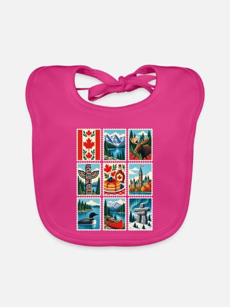 Kanada Briefmarken - Baby Bio-Lätzchen - Fuchsia - Vorne