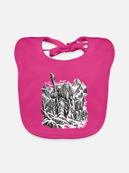 Bergtrolle – Unheimlicher Marsch - Baby Bio-Lätzchen - Fuchsia - Vorne
