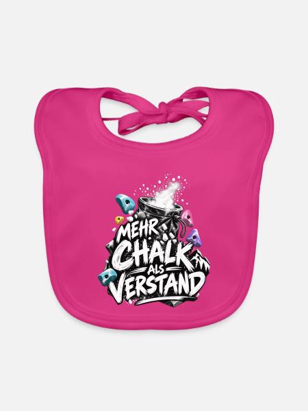 Mehr Chalk als Verstand Bouldern Spruch - Baby Bio-Lätzchen - Fuchsia - Vorne