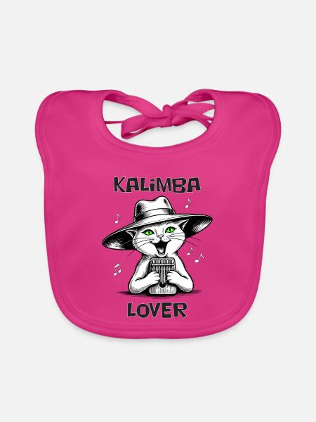 Katzenspiel Kalimba – Kalimba-Liebhaber - Baby Bio-Lätzchen - Fuchsia - Vorne