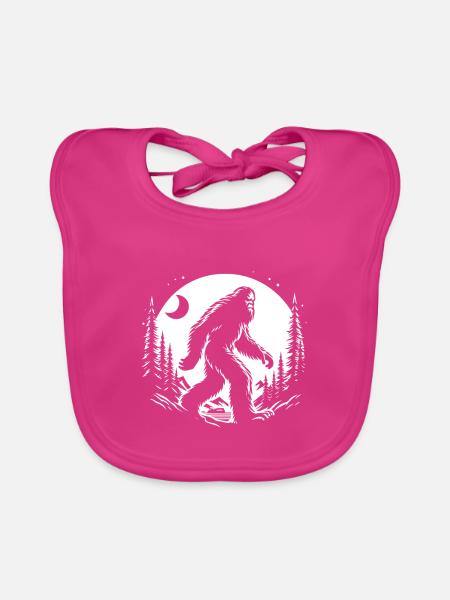 Bigfoot Moon Forest Night Silhouette - Baby Bio-Lätzchen - Fuchsia