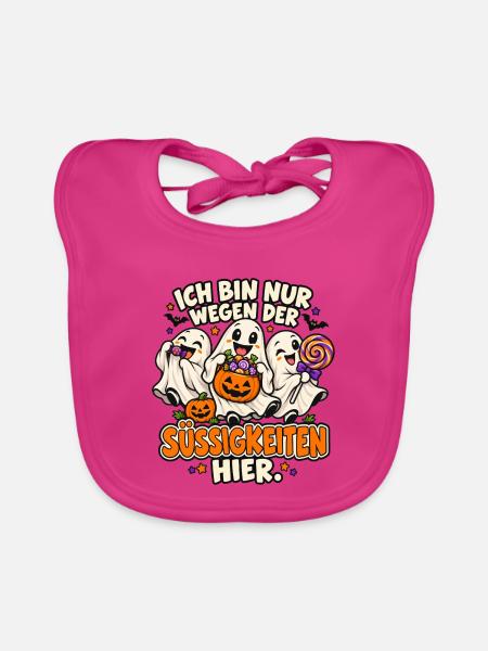 Süßigkeiten Geister Halloween - Baby Bio-Lätzchen - Fuchsia - Vorne