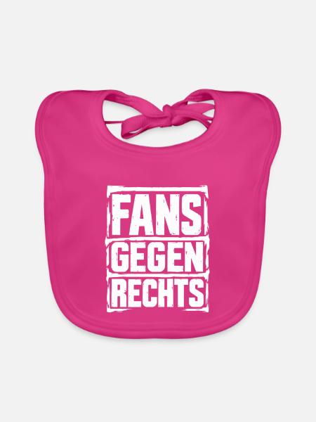 FANS GEGEN RECHTS – Fußball Antirassismus - Baby Bio-Lätzchen - Fuchsia - Vorne