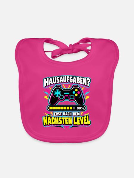 Hausaufgaben? Erst nach dem nächsten Level - Baby Bio-Lätzchen - Fuchsia - Vorne