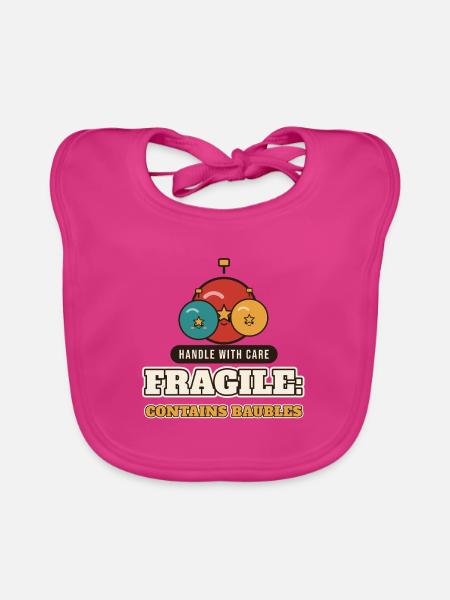Zerbrechlich: Enthält Kugeln - Baby Bio-Lätzchen - Fuchsia