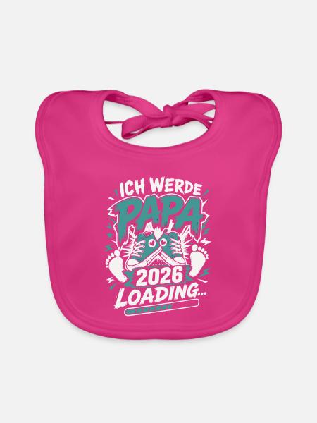 Ich werde Papa Werdender Vater - Baby Bio-Lätzchen - Fuchsia