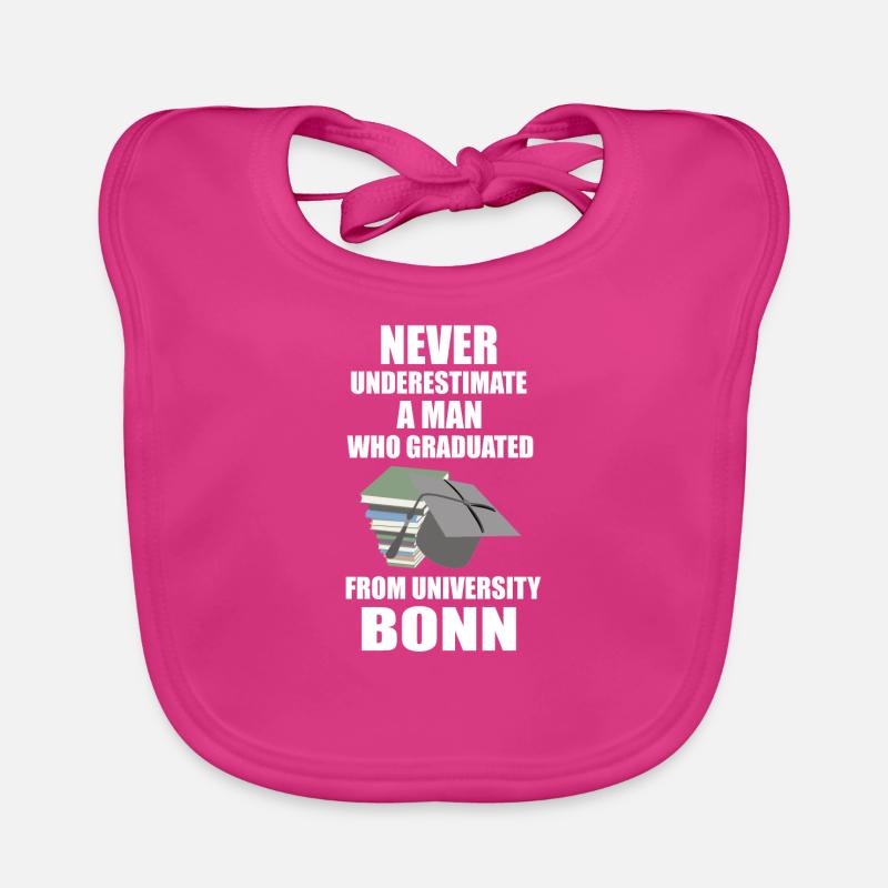 Never underestimate a man University Bonn (white) Organic Baby Bibs