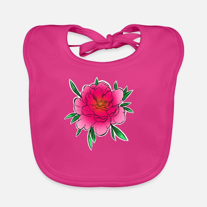 Wild rose pink green Organic Baby Bibs