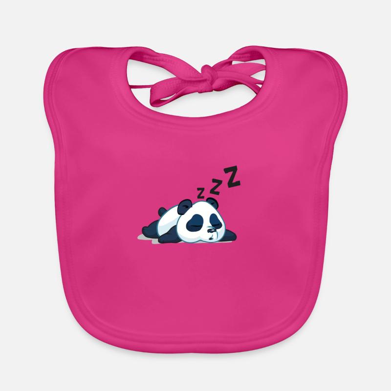 Panda qui dort - Bavoir bio Bébé - fuchsia