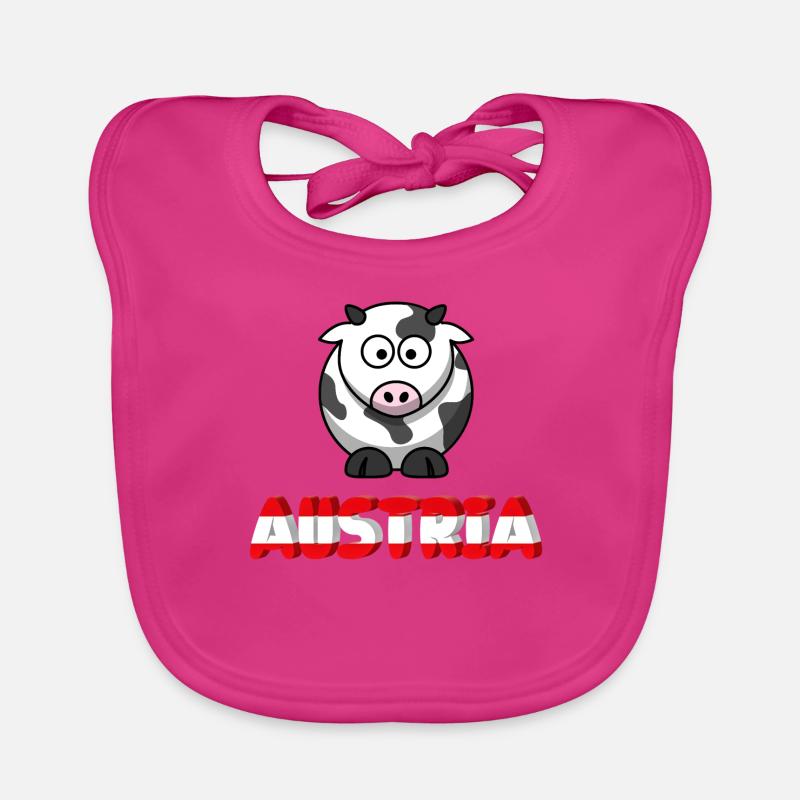 Austria mit Kuh - Baby Bio-Lätzchen - Fuchsia