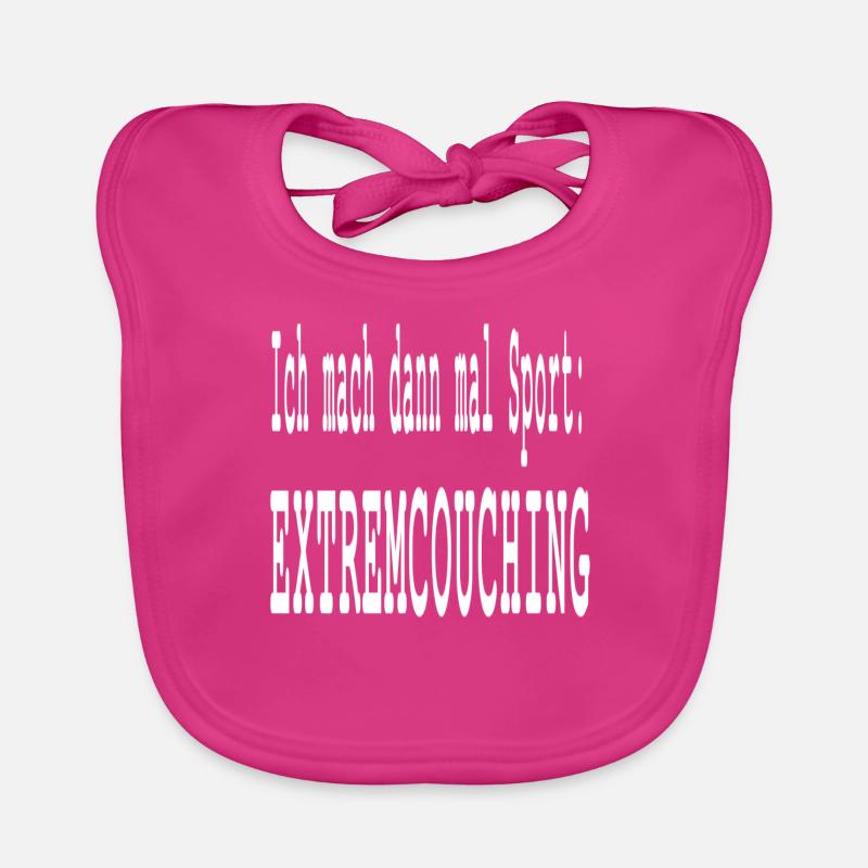 Humour Extremcouching blanc - Bavoir bio Bébé - fuchsia