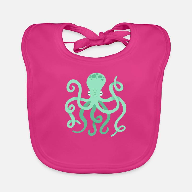 poulpe - Bavoir bio Bébé - fuchsia