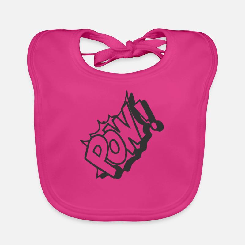 Comic Pow - Baby Bio-Lätzchen - Fuchsia